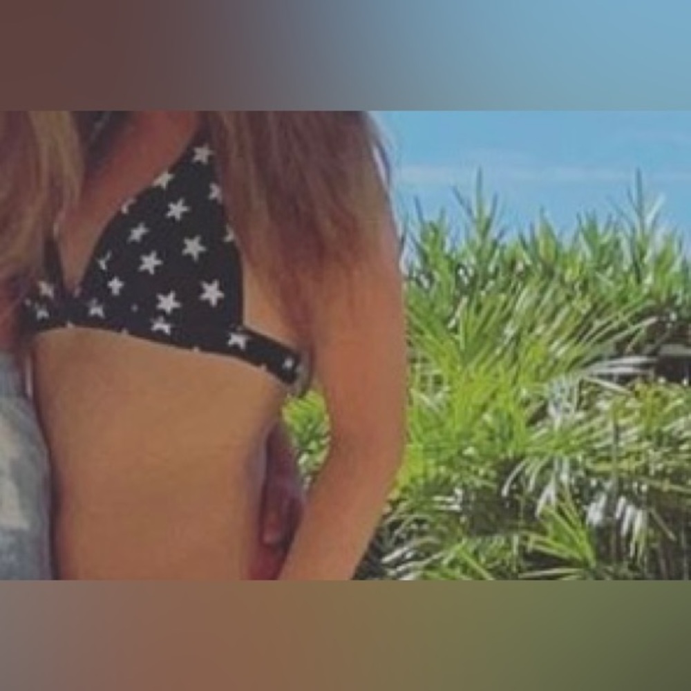 Blue and white with stars: Victoria’s Secret PINK bikini top size small